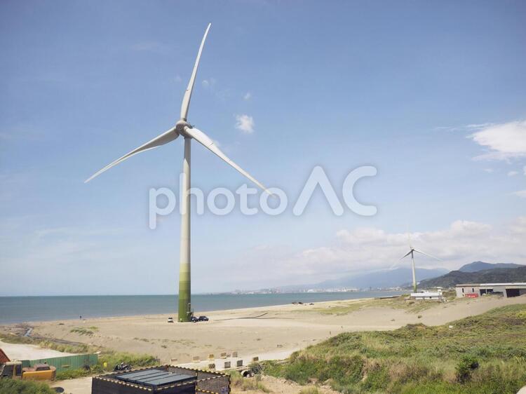 台湾桃園にある風力発電の風車