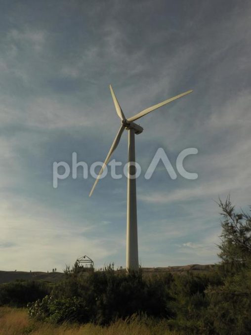 台湾桃園の觀音草漯沙丘にある風車