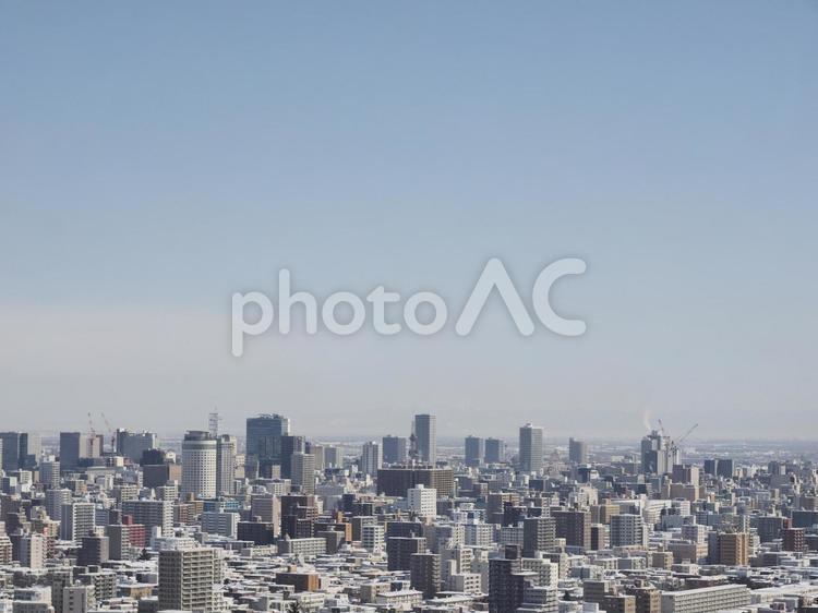 冬の札幌市の遠景（旭山記念公園）