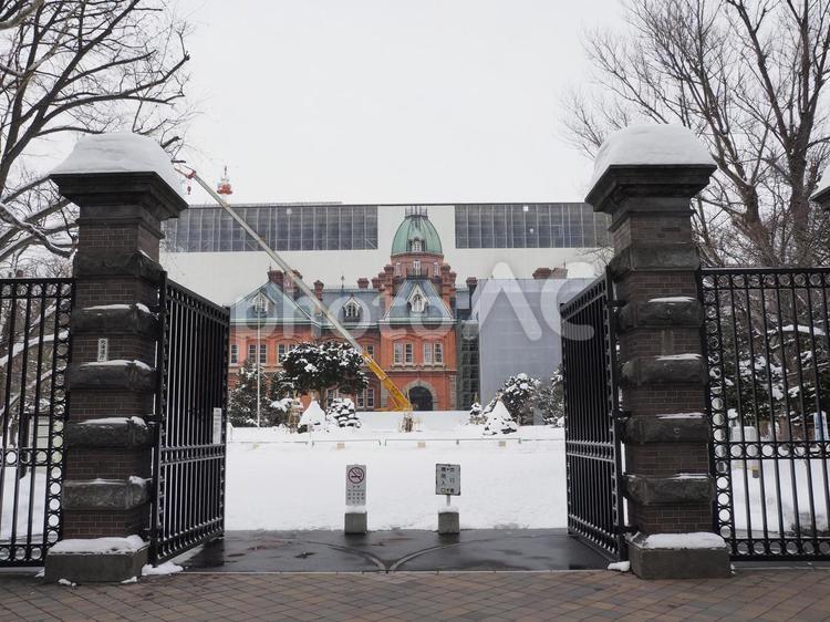 工事中の北海道庁旧本庁舎（赤れんが庁舎）