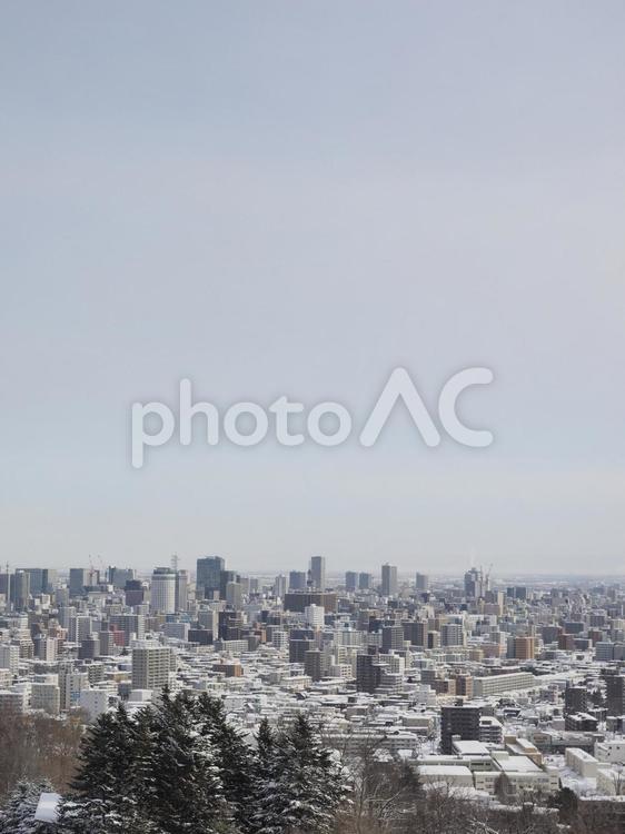 冬の札幌市の遠景（旭山記念公園）