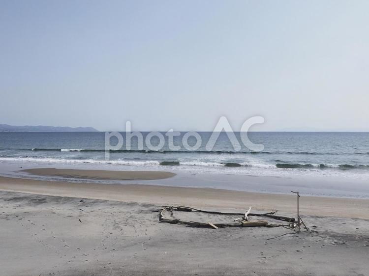 大森浜、浜辺と青空（北海道函館市）
