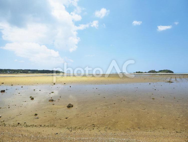 干潟とヨー島(沖縄県恩納村恩納)