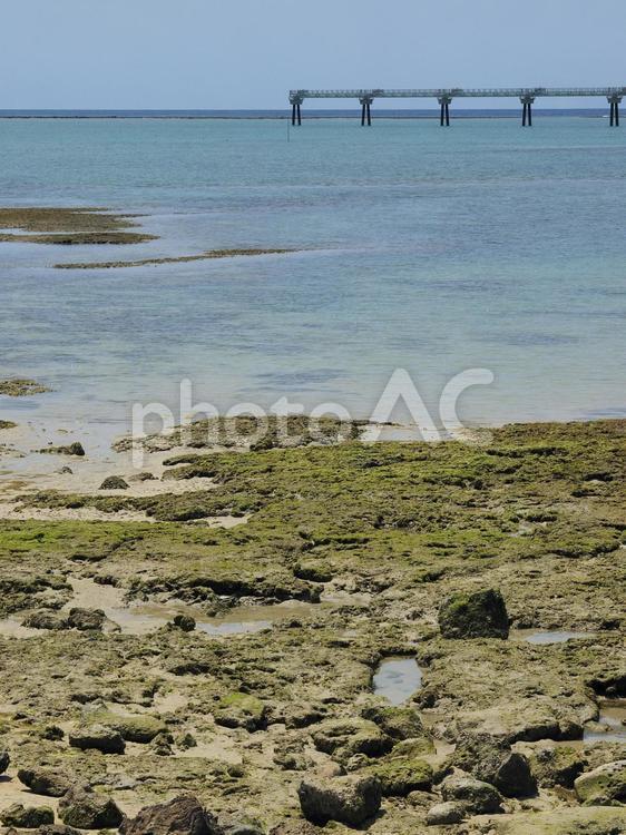 瀬長島から見た海と那覇空港滑走路一部分（沖縄県豊見城市瀬長）