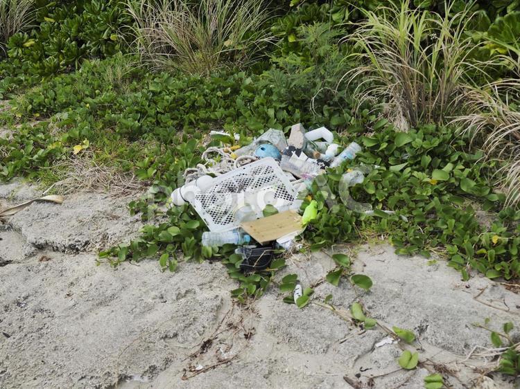 集めた海ごみ（沖縄県沖縄市比屋根）