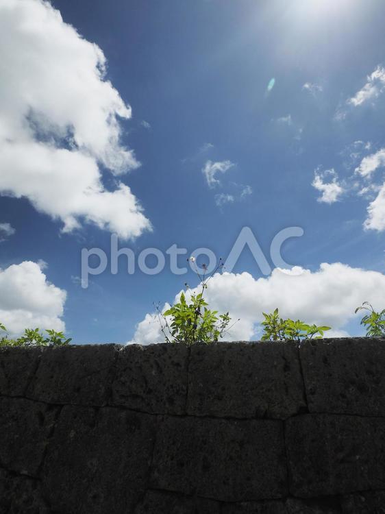 夏の空、石垣からの風景、浦添ようどれ（沖縄県浦添市）