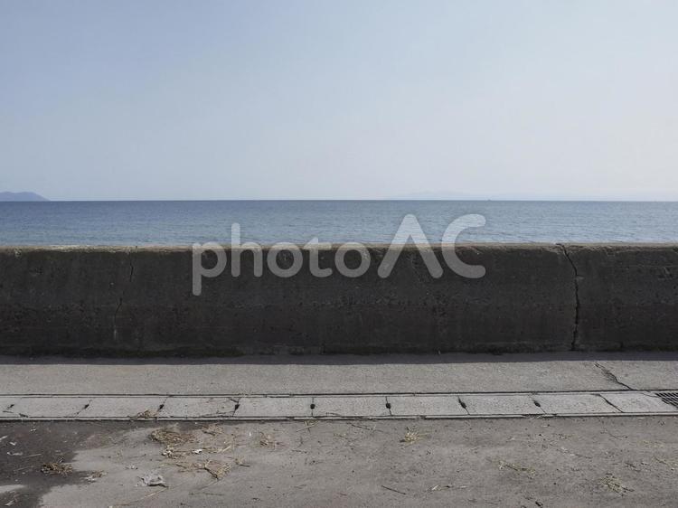 大森海岸、青空と水平線（北海道函館市）