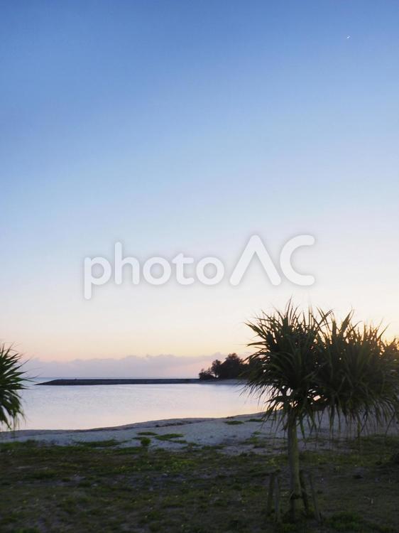 夕暮れの21世紀の森ビーチ（沖縄県名護）