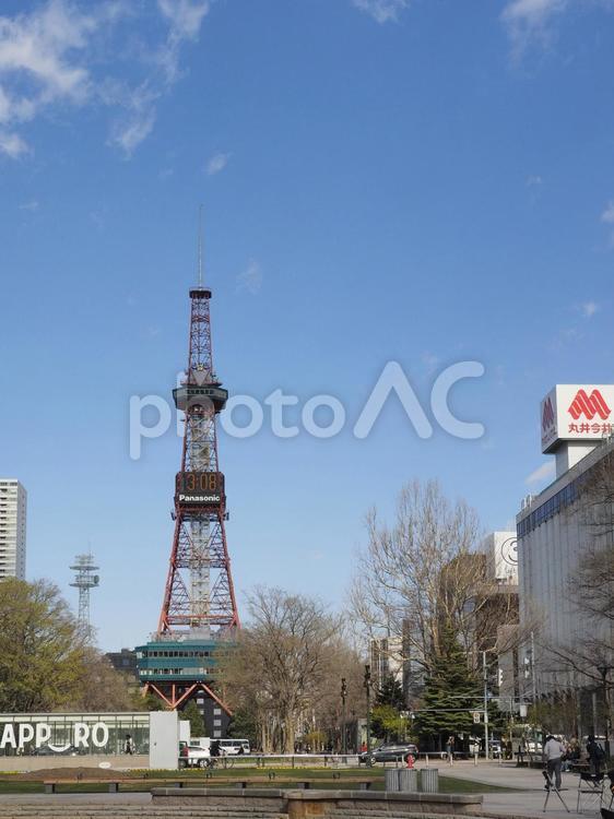春のさっぽろテレビ塔（北海道、大通公園）
