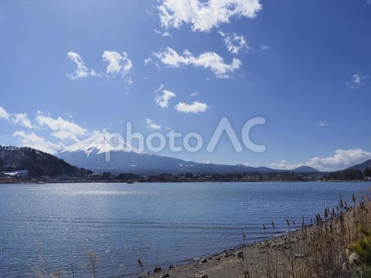 冬の富士山と河口湖