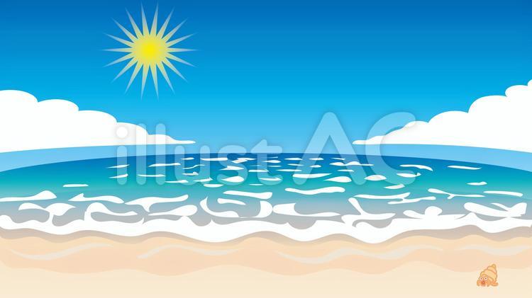 海と青空と砂浜 16 9 ゴンピンの素材 イラストac 無料素材イラスト 文字デザイン イラレ 商用利用可