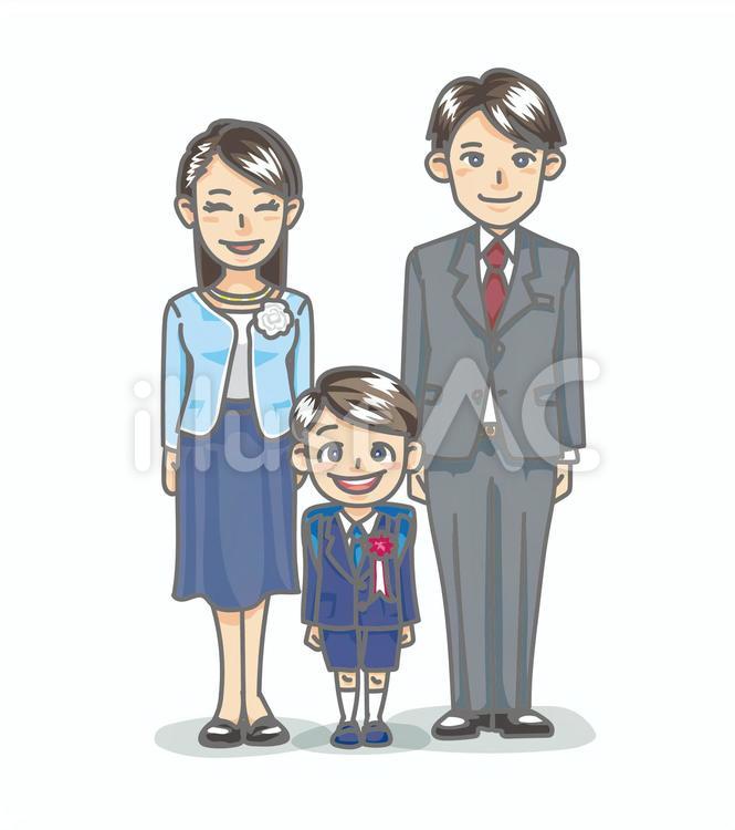 入学式の親子（小学生男の子）