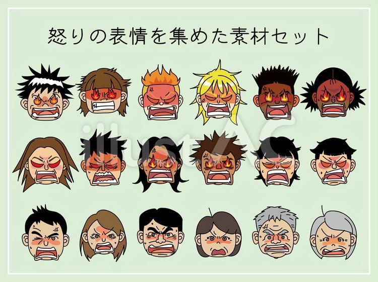 怒りの表情のセット