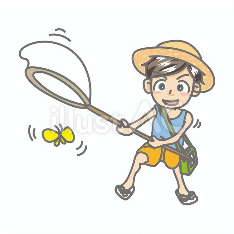 虫取りをする男の子