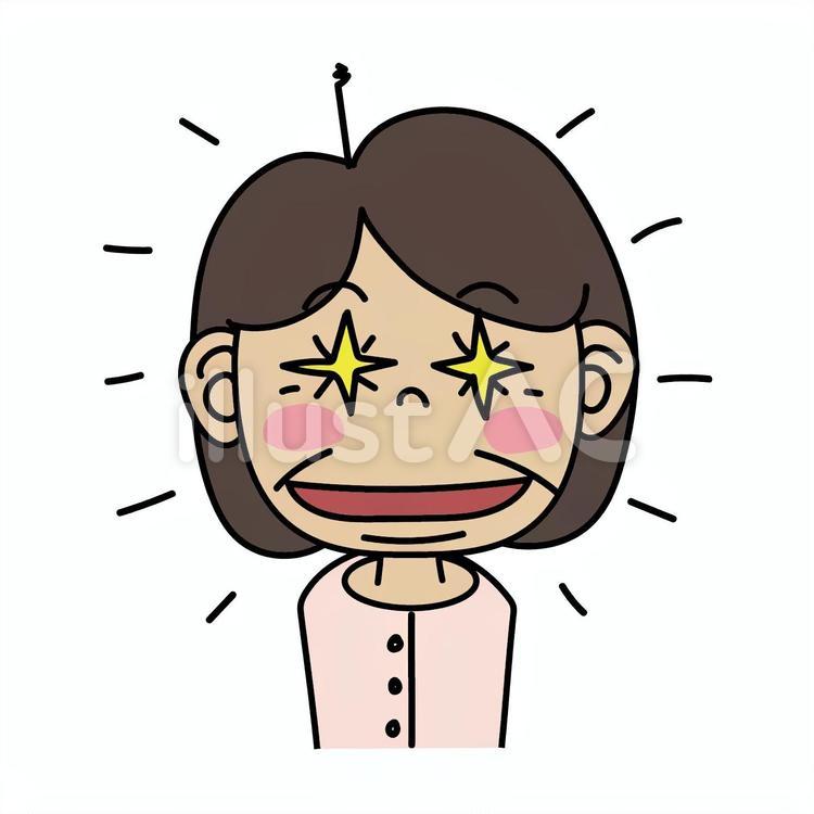 中年女性_Aときめいて目がきらめく表情