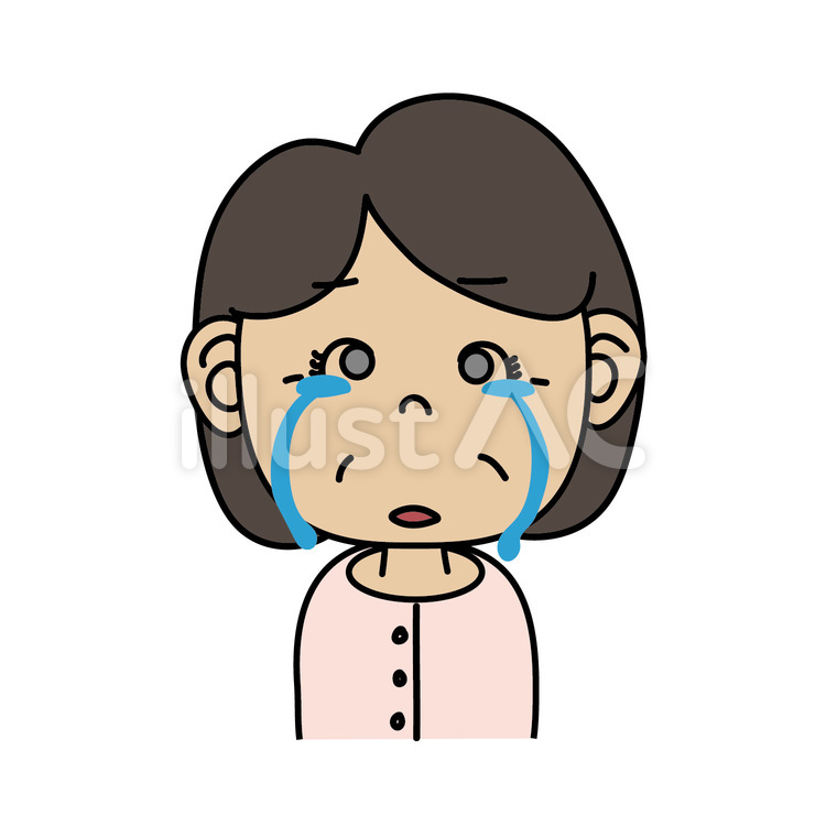 中年女性_A涙を流す顔 ゴンピンの素材（イラストAC）｜Illustratorで作ったフリー素材★タイトルスタイル、テキストボックス、文字装飾などのデザイン素材や、人物・動物などのイラスト