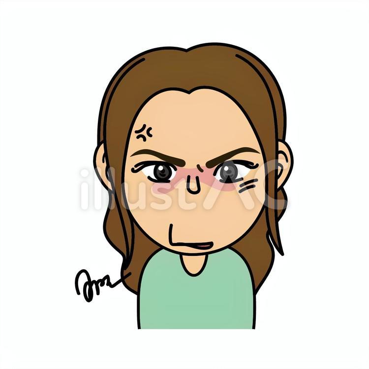 女の子-D不満で怒った表情