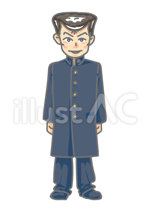 学ラン制服の男子_長ラン_D001