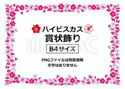 賞状枠B4_ハイビスカス(ピンク)CS3