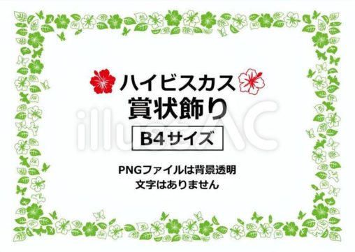 賞状枠B4_ハイビスカス(緑)CS3